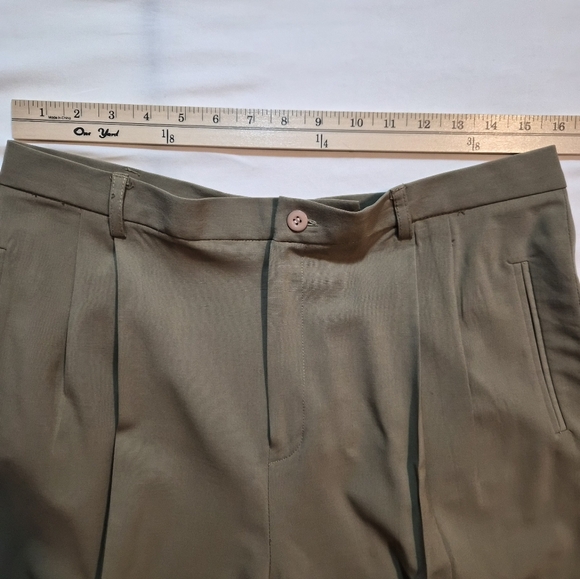 ​VTG Rafaella 100% Pure New Wool Trousers Sage Green Dress Pants Size 16 - Picture 3 of 11